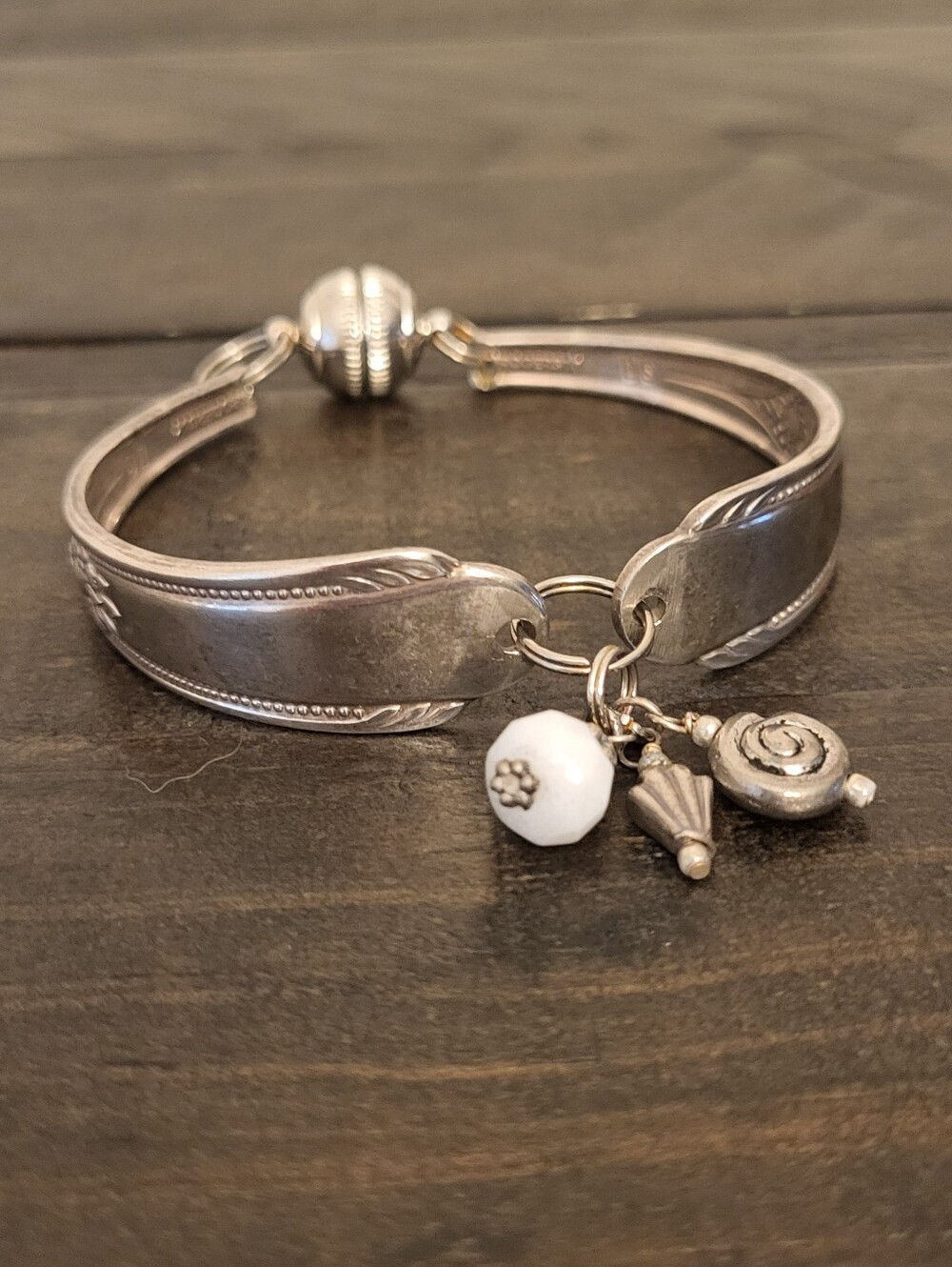 Vintage Upcycled Silver Spoon Charm Bracelet WM Rogers Exquisite Pattern